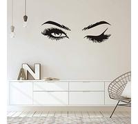 Fashionista Y38 - Adesivo da parete a forma di ragazza con belle ciglia affascinanti, facile da staccare e attaccare, in vinile, decorazione artistica per soggiorno, camera da letto