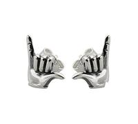 FashionJunkie4Life Sterling Silver Aloha Hang Loose Post Stud Earrings, ASL Letter Y, Argento sterling