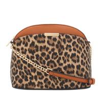 FashionPuzzle Borsa a tracolla piccola a cupola con stampa leopardata e cinturino a catena, Marrone chiaro/Abbronzatura classica, Taglia unica