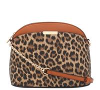 FashionPuzzle Borsa a tracolla piccola a cupola con stampa leopardata e cinturino a catena, Marrone chiaro/Abbronzatura classica, Taglia unica
