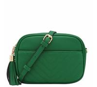 FashionPuzzle Chevron - Borsa a tracolla trapuntata con tracolla e nappa, verde (Mocassini Mexico 66 - Donna), Taglia unica