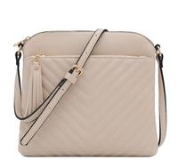 FashionPuzzle Chevron Quilted Medium Crossbody Bag with Tassel Accent
