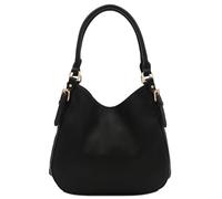 FashionPuzzle Light-weight 3 Compartment Faux Leather Medium Hobo Bag (Black)