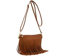 FashionPuzzle Small Fringe Crossbody Bag with Wrist Strap (Denim Blue)