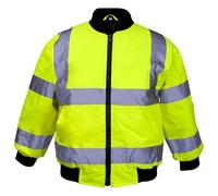 Fashion's island Hi Vis Viz Safety Zip Up Bomber Giacca Bambini Alta Visibilità Manica Lunga Cappotto, Colletto in maglia giallo, 7-9 Years