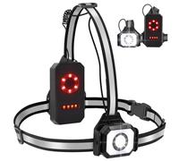 Fashioz Husgw Lampada da corsa a piedistallo ricaricabile tramite USB per torace, lampada frontale a LED da corsa con strisce riflettenti, lampada da corsa per jogging (Negro)