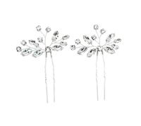Faship Splendide forcine per capelli da sposa, con strass trasparenti, motivo floreale, 2 pezzi