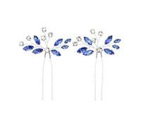 Faship Splendide forcine per capelli floreali con strass blu trasparente, accessori per capelli, 2 pezzi