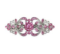 Faship Splendido fermaglio per capelli con cuori di cristallo rosa e fiori