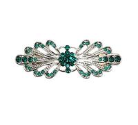 Faship Splendido fermaglio per capelli con strass verdi e piccolo motivo floreale