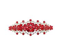 Faship Splendido fermaglio per capelli floreale con strass rossi