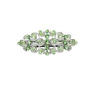Faship Splendido fermaglio per capelli floreale con strass verde peridoto