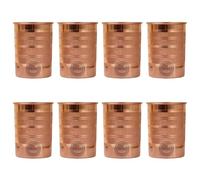 Fashnkart Bicchieri in rame puro Set di 8 bicchieri per acqua potabile Ayurveda Health Pure Tumblers Tazze in rame 10,14 Oz 300 Ml (Silver Touch)
