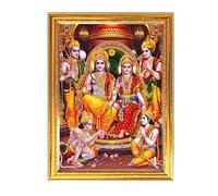 Fashnkart Cornice portafoto dorata Hidu Lord Ram Sita Mata, Hanuman, Laxman, Bharat e Shatrudhan, per Pooja indiana a tema religioso o spirituale, tempio, puja, decorazione per la casa, culto, 20 x 28