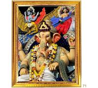 Fashnkart Cornice portafoto Ganesha, realizzata a mano, in legno, da appendere alla parete, tempio domestico, sala Puja, regalo religioso, 30,5 x 22,9 cm