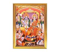 Fashnkart Hidu Lord Ram Sita Mata, Hanuman, Laxman, Bharat e Shatrudhan Cornice per foto dorata per Pooja indiana con un tema religioso o spirituale Tempio Puja Room Home Decor Worship 30 x 49 cm