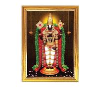Fashnkart Lord balaji Cornice portafoto dorata per Pooja indiana con un tema religioso o spirituale Tempio Puja Room Home Decor Culto 30 x 49 cm