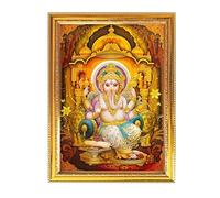 Fashnkart Lord Ganesh Ji Cornice portafoto dorata per Pooja indiano con un tema religioso o spirituale Tempio Puja Room Home Decor Culto 30 x 49 cm