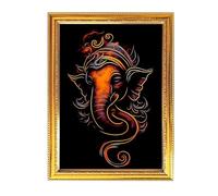 Fashnkart Lord Ganesha, cornice portafoto dorata per Pooja indiana con un tema religioso o spirituale, tempio, puja, decorazione per la casa, adorazione, 30 x 40 cm