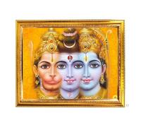 Fashnkart Lord Hanuman Lakshman Ram Dio indiano cornice dorata religiosa orizzontale tempio appeso alla parete Puja devozionale riscaldamento casa 30,5 x 23,9 cm