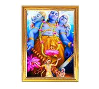 Fashnkart Lord Hari Ananta, foto di Dio indù con cornice in legno dorato per rituali religiosi Pooja, devozioni personali e creazione di spazi sacri 11,8 x 15,7