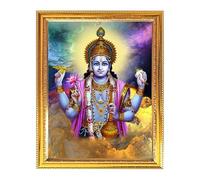 Fashnkart Lord Narayana Foto Religiosa Puja Room Tempio Appeso Regalo Decorazione Domestica Con Cornice Dorata Per Il Culto 11.8 X 15.7