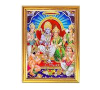 Fashnkart Lord Ram Sita Mata, Hanuman, Laxman, Bharat e Shatrudhan Cornice portafoto dorata per Pooja indiana con un tema religioso o spirituale Tempio Puja Room Home Decor Worship 30 x 49 cm
