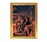 Fashnkart Lord Shiva con capelli aperti, cornice dorata per foto indiana Pooja con un tema religioso o spirituale Tempio Puja Room Home Decor Worship 28,6 x 28 cm