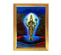 Fashnkart Lord Srinivasa Foto Religiosa Puja Room Tempio da appendere alla parete Decorazione per la casa con cornice dorata per il culto 30 x 40 cm