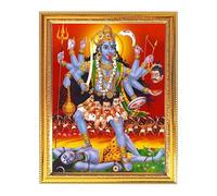 Fashnkart Maa Kalika indiano Dio Foto Con Cornici Dorate Per Pooja E Regalo Della Parete Casa Riscaldamento Ufficio Soggiorno Tavolo Tempio 11.8 X 15.7