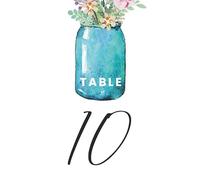 Fashnkart Numeri da tavolo con design a forma di barattolo di vetro, double face, per ricevimenti, baby shower, anniversari, compleanni, feste nuziali, 6 x 4, 25 pezzi