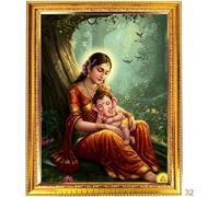 Fashnkart Piccolo Ganesha in legno fatto a mano con cornice Parvati - Dio indù da appendere alla parete per cameretta dei bambini, Mandir, spazio Puja - Regalo religioso 40,6 x 30,5 cm