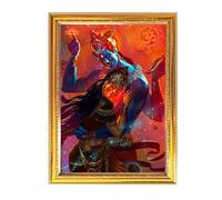 Fashnkart Radha Krishna - Foto di Dio indù con cornice in legno dorato per rituali religiosi Pooja, devozioni personali e creazione di spazi sacri, 21 x 28 cm