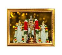 Fashnkart Tirupati Balaji Lakshmi - Cornice dorata con immagine di dio indiano, tempio religioso orizzontale, da appendere alla parete, puja, devozionale, casa, 40,6 x 30,5 cm