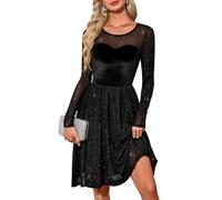 Fashora Abito Elegante Donna Cerimonia Paillettes Vestito Invernale | Vestito Donna Elegante Cerimonia, Abiti da Cerimonia, Abito da Sera, Scollo a V, Maniche Lunghe, Velluto, Autunnale
