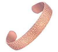 Fashtour Braccialetto in puro rame - Bracciale in rame per uomo e donna - 100% massiccio, grezzo e non rivestito, fatto a mano, martellato tibetano (classica trama martellata)