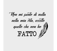 FASHWORK Adesivo murale Wall Sticker Frasi Non mi pento di nulla nella mia vita, eccetto quello che non ho fatto! idea regalo per la casa Dimensioni 64x45 cm