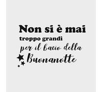 FASHWORK Adesivo murale Wall Sticker Frasi Non si è mai troppo grandi per il bacio della buonanotte! idea regalo per la casa Dimensioni 74x45 cm