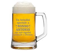 fashwork Boccale birra 50 cl con incisione personalizzabile Nonno Un brindisi speciale dai tuoi nipotini - personalizza con nome
