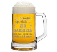 fashwork Boccale birra 50 cl con incisione personalizzabile Zio Un brindisi speciale dai tuoi nipotini - personalizza con nome