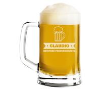 fashwork Boccale da Birra PERSONALIZZATO 50 cl inciso con Nome Frasi Anno Anni Bevitore professionista Compleanno Idea Regalo PERSONALIZZABILE Papà Nonno Zio Padrino Natale SanValentino