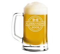 fashwork Boccale da Birra PERSONALIZZATO 50 cl inciso con Nome Frasi Anno Anni Luppolo Compleanno Idea Regalo PERSONALIZZABILE Papà Nonno Zio Padrino Natale SanValentino