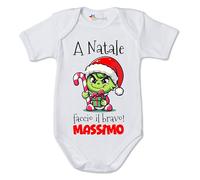 fashwork Body Natale PERSONALIZZABILE con nome neonato divertente - A Natale faccio il bravo! - Idea Regalo - Christmas - Regalo Natale Natalizio