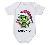 fashwork Body Natale PERSONALIZZABILE con nome neonato divertente - Caro Papà - Il mio primo Natale - Anche a te e Famiglia - Idea Regalo - Christmas - Regalo Natale Natalizio