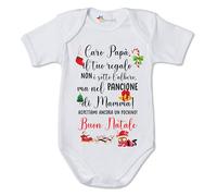 fashwork Body Natale PERSONALIZZABILE con nome neonato divertente - Caro Papà - Il mio primo Natale - Anche a te e Famiglia - Idea Regalo - Christmas - Regalo Natale Natalizio