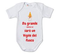 fashwork Body Neonato da Grande (Anche io) Sarò Un Vigile del Fuoco - Simpatico e Divertente Pagliaccetto in Cotone Idea Regalo Bodino Divertente per Uso diurno