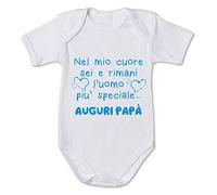 fashwork Body neonato divertente maschietto Nel mio cuore sei e rimani l'uomo più speciale - Idea regalo festa del papà - 6/12 mesi