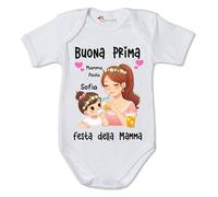 fashwork Body neonato PERSONALIZZABILE Buona Prima Festa della Mamma in cotone Taglia 12-18 mesi