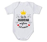 fashwork Body Neonato Sei la Madrina Migliore del Mondo - Idea Regalo Battesimo e Richiesta Madrina - Tutina Divertente Bimbo Bimba in Cotone