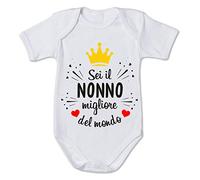 fashwork Body Nonno Sei Il Migliore del Mondo da Neonato in Cotone Festa dei Nonni - Bodino per Uso diurno